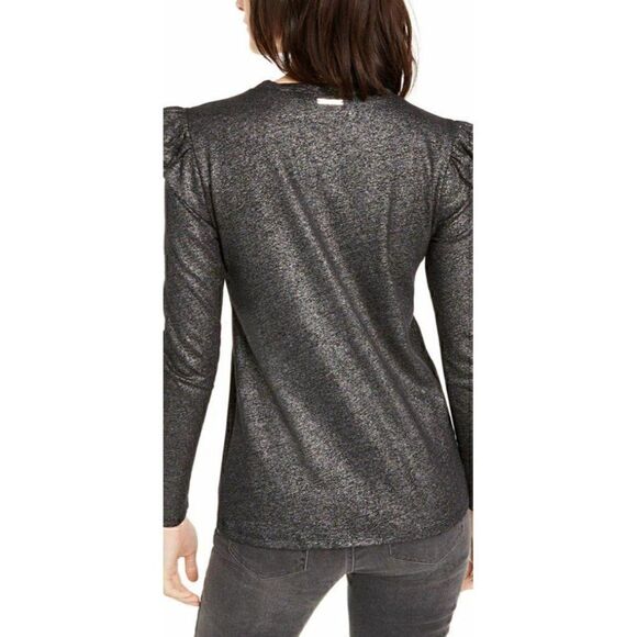‎Michael Kors NWT Petite Black/Silver Blouse Top XS - Picture 2 of 8